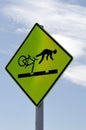 Caution Bicycle Danger Sign Royalty Free Stock Photo