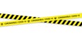 Caution biohazard black and yellow striped borders Corona virus vector icon. Template for your design