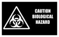 Caution, biohazard sign. White symbol on black background