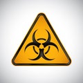 Caution biological hazard sign. Black orange warning bio hazard sign on white background. Information security biohazard vector Royalty Free Stock Photo