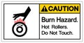 Caution Burn Hazard Hot Rollers Do Not Touch Symbol Sign, Vector Illustration, Isolate On White Background Label .EPS10