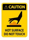 Caution Burn hazard,Hot surface,Do not touch Symbol Sign Isolate on White Background,Vector Illustration