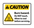 Caution Burn hazard safety,Do not touch label Sign on white background