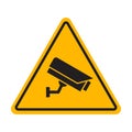 Caution CCTV camera in operation sign icon vector surveillance zone, warning security video camera for graphic design, logo,