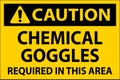 Caution Chemical Goggles Required Sign On White Background