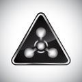 Caution chemical weapon sign. Black and white metal warning chemical weapon hazard sign on white background. Information danger