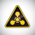Caution chemical weapon sign. Black yellow carbon warning chemical weapon hazard sign on white background. Information security Royalty Free Stock Photo