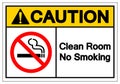 Caution Clean Room No Smoking Symbol Sign, Vector Illustration, Isolate On White Background Label. EPS10 Royalty Free Stock Photo