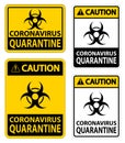 Caution Coronavirus Quarantine Sign Isolate On White Background,Vector Illustration EPS.10 Royalty Free Stock Photo