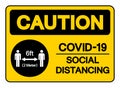 Caution Covid-19 Social Distancing 6ft Symbol, Vector Illustration, Isolated On White Background Label. EPS10