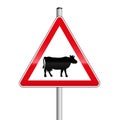 Caution Cow Cattle Herd Crossing Street Sign Royalty Free Stock Photo