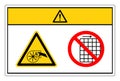 Caution Cutting of Fingers or Hand Rotating Blade Do Not Remove Guard Symbol Sign, Vector Illustration, Isolate On White