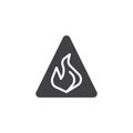 Caution danger fire flame icon vector