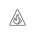 Caution danger fire flame line icon