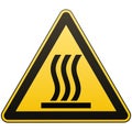 Caution - danger. Hot surface. Warning sign. Yellow triangle with a black image. White background. Vector illustrations. Royalty Free Stock Photo