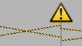 Caution - danger Warning sign safety. yellow triangle with black image. sign on pole and protecting ribbons. Vector illustrations Royalty Free Stock Photo