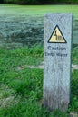 Caution deep water sign. Royalty Free Stock Photo