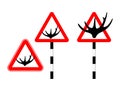 Caution deer on the road. Silhouette logo sign. Vector illustration. Humor. Horn road sign in red triangle Royalty Free Stock Photo