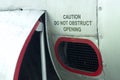 Caution do not obstruct opening decal on an old aircraft