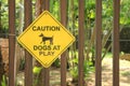 Caution Ã¢â¬â Dogs at Play Sign Outside a Pet Park Royalty Free Stock Photo