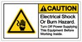 Caution Electric Shock Or Burn Hazard Symbol Sign, Vector Illustration, Isolated On White Background Label .EPS10