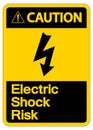 Caution Electric Shock Risk Symbol Sign On White Background