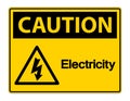 Caution Electricity Symbol Sign Isolate On White Background,Vector Illustration Royalty Free Stock Photo
