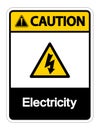 Caution Electricity Symbol Sign Isolate On White Background,Vector Illustration Royalty Free Stock Photo