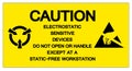 Caution Electrostatic Sensitive Device Do Not Open Or Handler Except At A Static-Free Workstation Symbol Sign, Vector Illustration