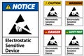 Caution Electrostatic Sensitive Device Sign On White Background