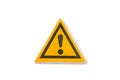 Caution! Exclamation Mark Sign: A simple, bold graphic of a yellow triangular warning sign, indicating a general hazard, important Royalty Free Stock Photo