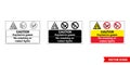 Caution explosive gases no smoking or naked lights fire prevention and explosive hazard sign icon of 3 types color, black and