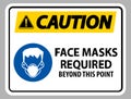 Caution Face Masks Required Beyond This Point Sign Isolate On White Background