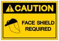 Caution Face Shield Required Symbol Sign ,Vector Illustration, Isolate On White Background Label. EPS10 Royalty Free Stock Photo