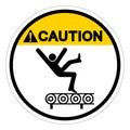 Caution Fall Hazard From Conveyor Symbol Sign, Vector Illustration, Isolate On White Background Label .EPS10