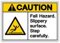 Caution Fall Hazard Slippery Surface. Step Carefully Symbol Sign, Vector Illustration, Isolate On White Background Label .EPS10 Royalty Free Stock Photo