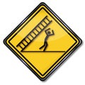 Caution falling ladder and misfortune Royalty Free Stock Photo