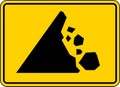 Caution Falling Rocks Sign