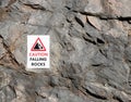 CAUTION FALLING ROCKS sign