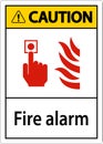 Caution Fire Alarm Sign On White Background Royalty Free Stock Photo