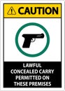 Caution Firearms Allowed Sign Lawful Concealed Carry Permitted On These Premises