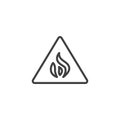 Caution flammable line icon