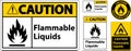 Caution Flammable Liquids Sign On White Background