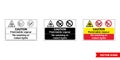 Caution flammable vapour no smoking or naked lights fire prevention and explosive hazard sign icon of 3 types color, black and