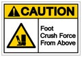Caution Foot Crush Force From Above Symbol Sign, Vector Illustration, Isolate On White Background Label .EPS10
