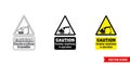 Caution forestry machinery in operation hazard sign icon of 3 types color, black and white, outline. Isolated vector sign symbol