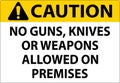 Caution Gun Rules Sign No Guns, Knives Or Weapons Allowed On Premises Royalty Free Stock Photo