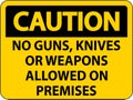 Caution Gun Rules Sign No Guns, Knives Or Weapons Allowed On Premises Royalty Free Stock Photo