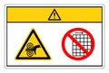 Caution Hand Entangle Left Do Not Remove Guard Symbol Sign, Vector Illustration, Isolate On White Background Label .EPS10