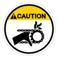 Caution Hand Entanglement Chain Drive Symbol Sign, Vector Illustration, Isolate On White Background Label .EPS10